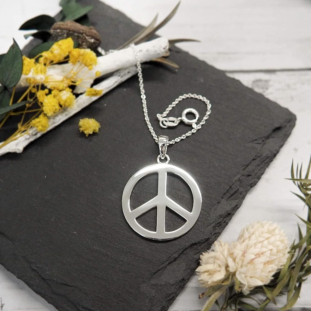 Amazon.com: Hawaiian Silver Jewelry Peace Sign Necklace – 18